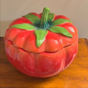 Cost Plus World Market Red Tomato Ceramic Container